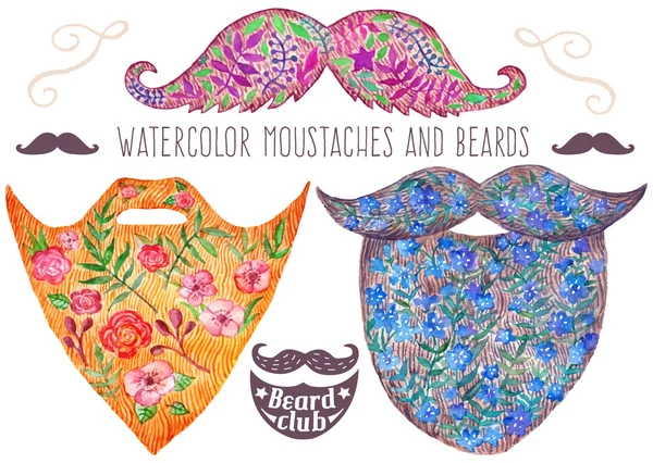 Hand drawn beards and mustaches. — Stock Vector