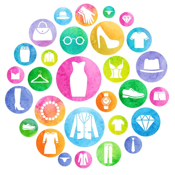 Clothing Store watercolor icons — Stock Vector