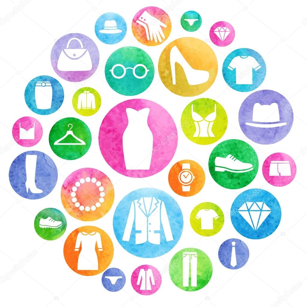 Clothing Store watercolor icons
