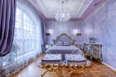 iç tasarım güzel yatak odasında lüks ev