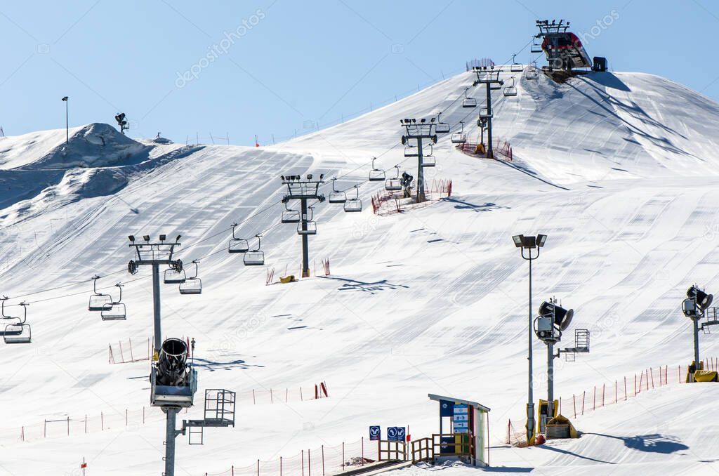 Ski hill ready for people after a day of maintenance