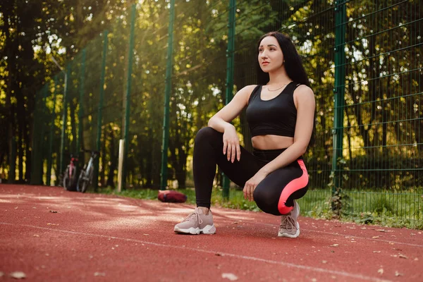 Chica Deportiva Fitness Ropa Deportiva Moda Haciendo Ejercicio Yoga Fitness — Foto de Stock