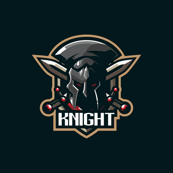 Vector Diseño Del Logotipo Mascota Knight Con Moderno Estilo Concepto — Vector de stock