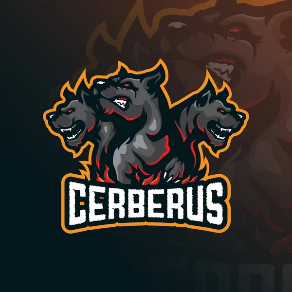 Вектор Дизайну Логотипу Cerberus Mascot Сучасним Стилем Ілюстрації Значка Емблеми — стоковий вектор