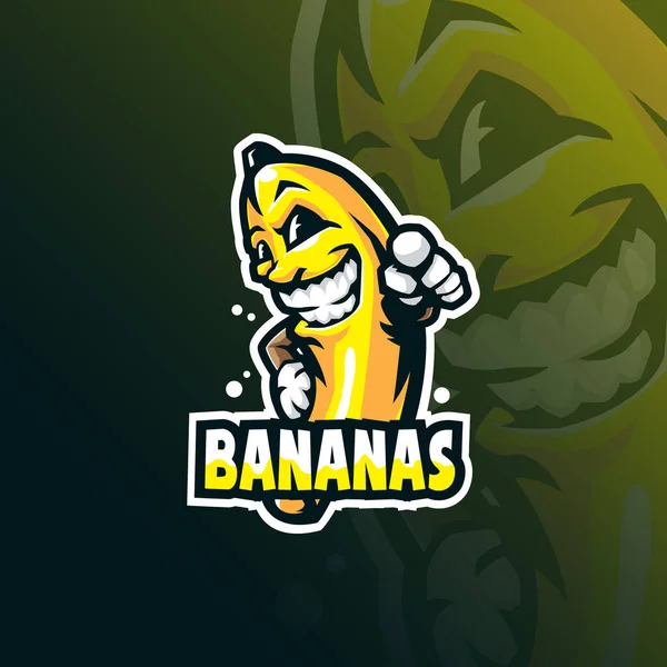 Vecteur Conception Logo Mascotte Banane Avec Style Concept Illustration Moderne — Image vectorielle