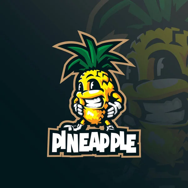 Vecteur Conception Logo Mascotte Ananas Avec Style Concept Illustration Moderne — Image vectorielle