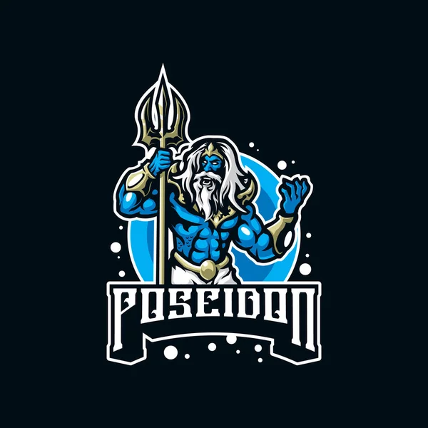Poseidon Mascot Logo Design Vector Modern Illustration Concept Style Badge — Stock Vector