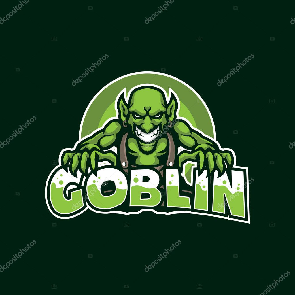 Goblin mascot logo design vector with modern illustration concept style for badge, emblem and t shirt printing. Smart goblin illustration for sport and esport team.