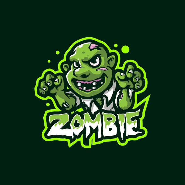 Zombie Mascotte Logo Design Vector Met Moderne Illustratie Concept Stijl — Stockvector