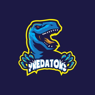 Rozet, amblem ve t-shirt baskısı için modern illüstrasyon konsepti olan Raptor maskot logo tasarım vektörü. Spor takımı için kızgın raptor illüstrasyonu.