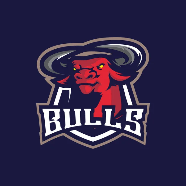 Logo Maskotki Bull Wektor Projektu Nowoczesnym Stylu Koncepcja Ilustracji Drukowania — Wektor stockowy