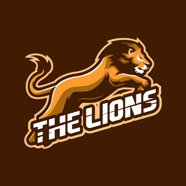 Lion Mascot Logo Design Vector Modern Illustration Concept Style Badge — Stock Vector