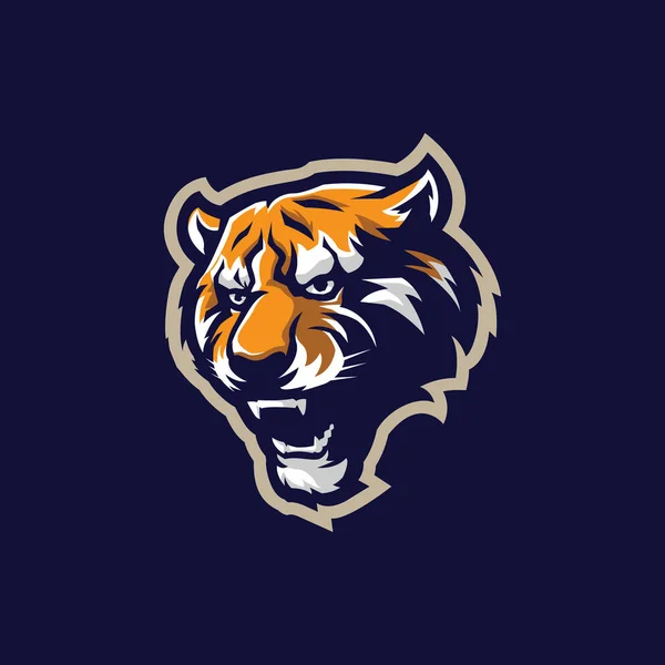 Tiger Mascote Logotipo Design Vetor Com Estilo Conceito Ilustração Moderna —  Vetores de Stock