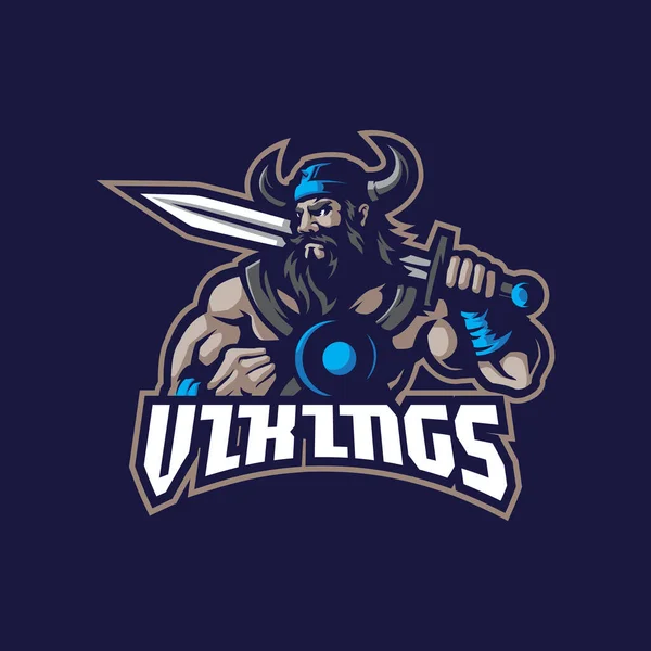 Vector Diseño Del Logotipo Mascota Vikinga Con Moderno Estilo Concepto — Vector de stock