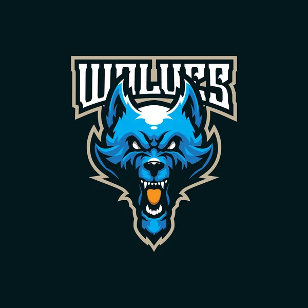 Vetor Design Logotipo Mascote Wolf Com Estilo Conceito Ilustração Moderna —  Vetores de Stock