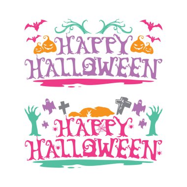 Mutlu Cadılar Bayramı metin sancak vektörü, basit metin illüstrasyonu.