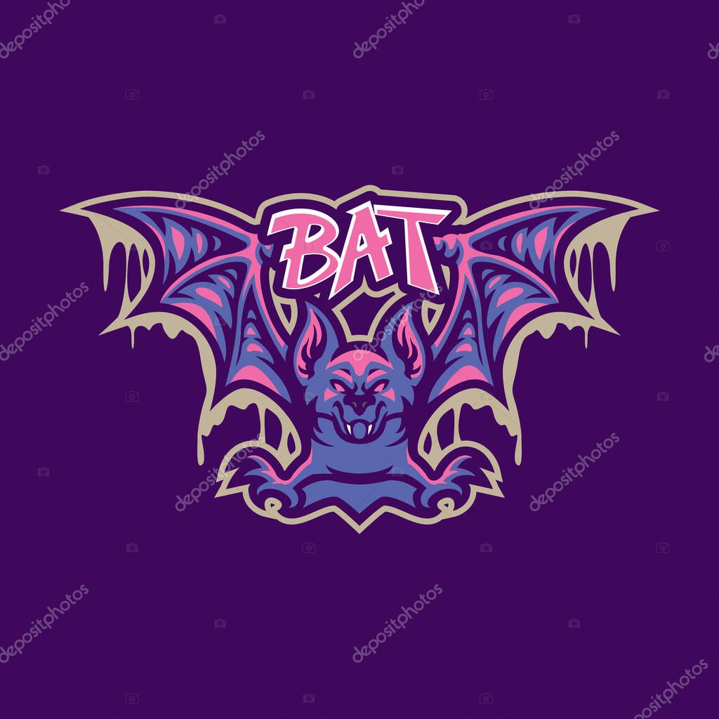Bat mascot logo design vector. Bat illustration for sport team.