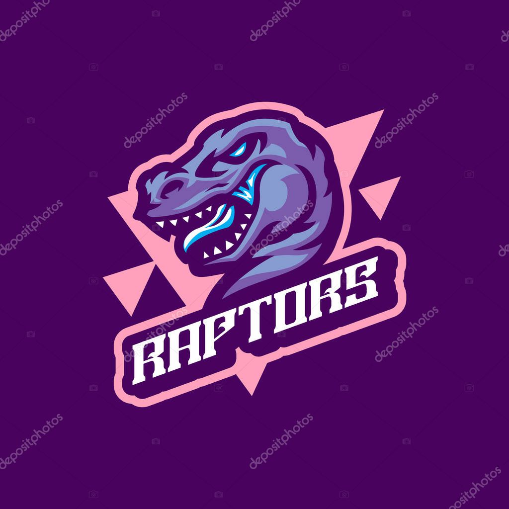 Raptors mascot logo design vector. Angry raptor illustration for sport team.