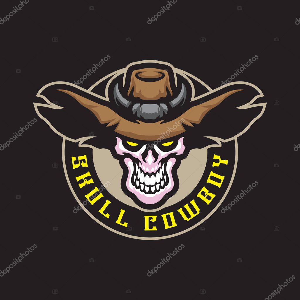 Skull mascot logo design vector. Skull cowboy illustration.