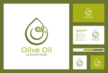 Kartvizit tasarımı premium vektörlü zeytin yağı logosu.