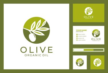 Kartvizit tasarımı premium vektörlü zeytin yağı logosu.