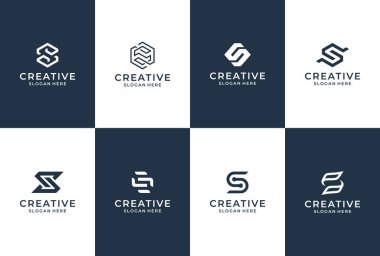 S harfi logo koleksiyonu. S logosu ilhamı. harf logosu tasarımı.