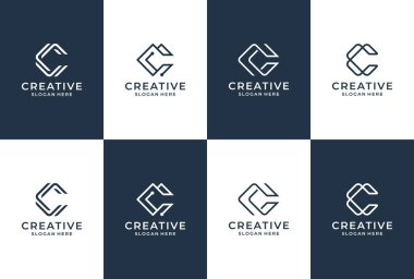 C harfi logo koleksiyonu. İlk C logosu ilham verici. Zarif bir şekilde harfler yazılıyor.