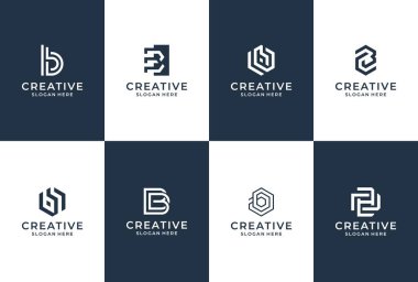 B harfi logo koleksiyonu. harf iş ilham seti.