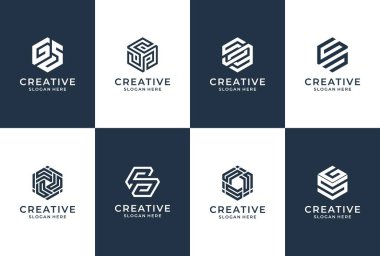 Altıgen harf stili koleksiyonu. Harf kimliği. markalaşma şirketi logosu.