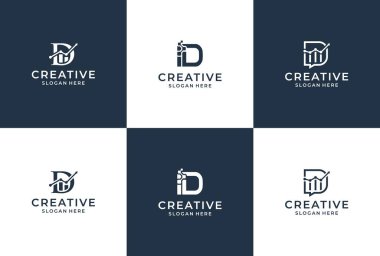 D harfi logo koleksiyonu ve büyüme istatistikleri. harf adı ilhamı.