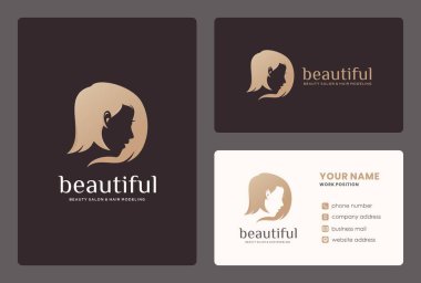 Siluet kadın / güzellik yüz logosu ve kartvizit..