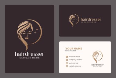 Zarif güzellik moman logosu tasarımı. Logo kuaför, güzellik salonu, saç kesimi ve güzellik hizmetleri için kullanılabilir..