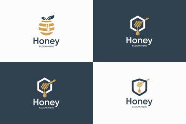 Bal işaretleri koleksiyonu. bal damlası logo dizayn seti.