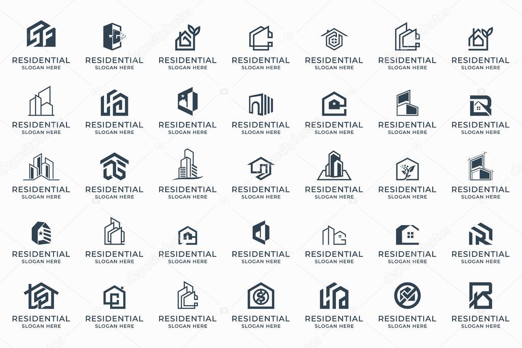 Collection building real estate logo design