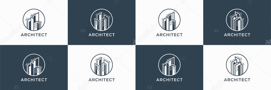 Set of constructions logo design. collections of architecture icon or symbol.
