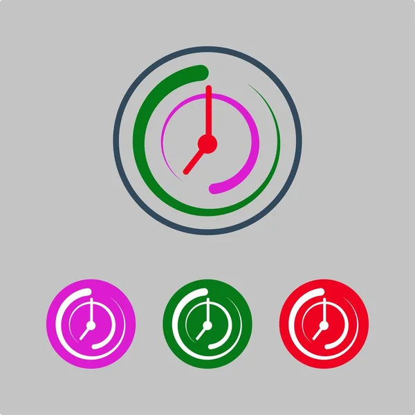 Icono Del Reloj Logotipo Vector Símbolo Ilustración Signo Aislado Multicolor — Archivo Imágenes Vectoriales