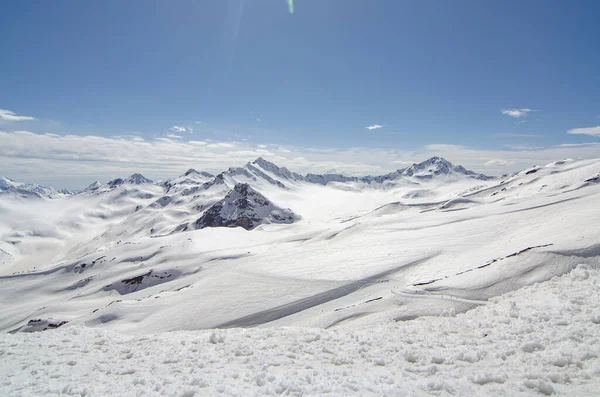 Panorama Krásné Horské Krajiny Regionu Elbrus Kabardino Balkaria Hory Sněhu — Stock fotografie