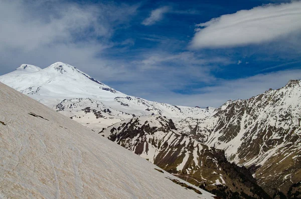 Panorama Krásné Horské Krajiny Regionu Elbrus Kabardino Balkaria Hory Sněhu — Stock fotografie