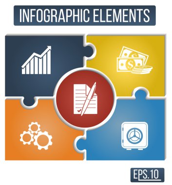 Infographic illüstrasyon ile tümleşik iş ikonları/simgeleri