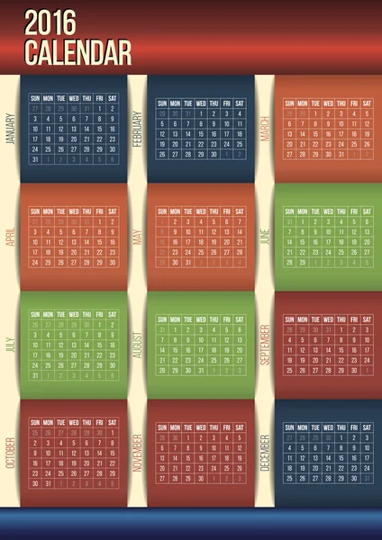Современный календарь на 2016 год . — стоковый вектор