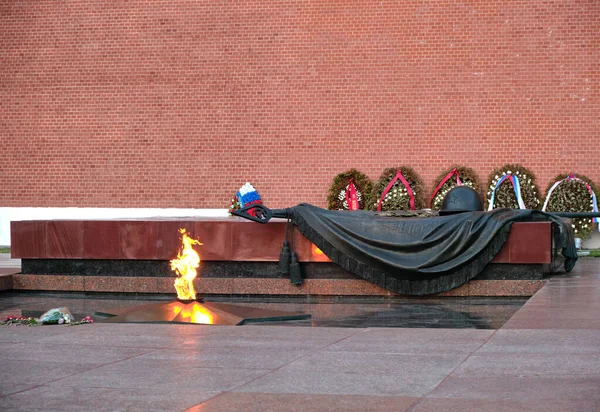 Chama Eterna Praça Vermelha Monumento Uma Memória Soldados Soviéticos Caídos — Fotografia de Stock