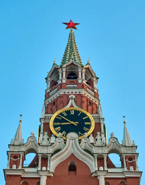 莫斯科克里姆林宫的Spasskaya塔 有历史性的Kuranty钟 — 图库照片