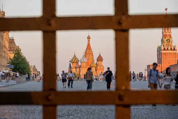 Красная Площадь Кремль Просматривают Древнюю Железную Сеть — стоковое фото