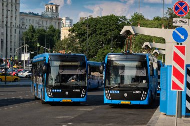 Moskova 'da modern elektrikli otobüsler