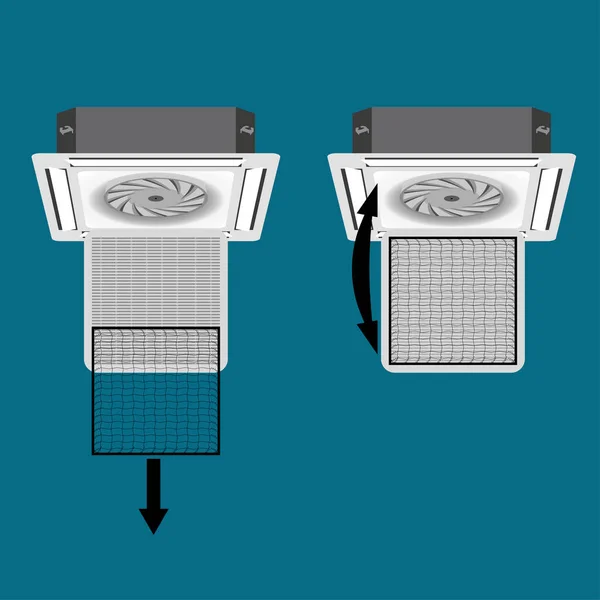 Wie Man Den Filter Aus Der Kassettenklimaanlage Holt — Stockvektor