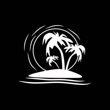 Siyah arka planda izole edilmiş havalı plaj logosu