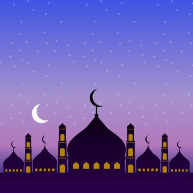 Siluet bayram Mübarek tebrik kartı