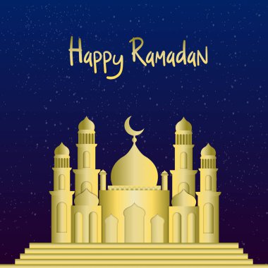 Şablon Mutlu Ramazan Camisi Altın Modern Elegand