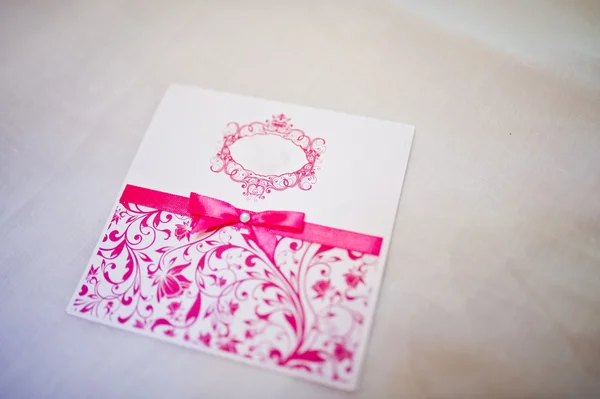 Vintage pink and white wedding card — Stock Photo, Image