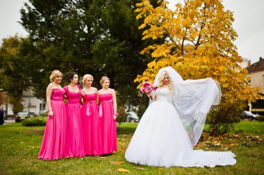 Dört nedime gelin ile eğleniyor 